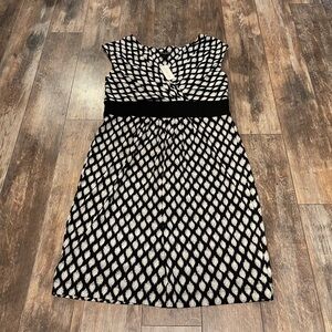 Ann Taylor Black and White Diamond Pattern Midi Dress
